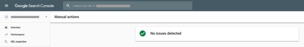 Google Search Console Manual Actions Section