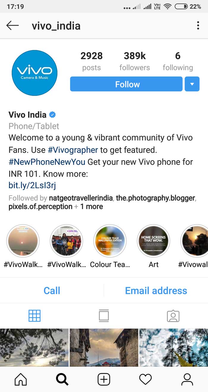 Vivo Instagram Bio