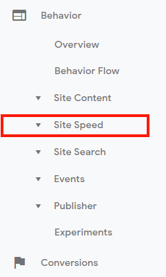 Click on Site Speed