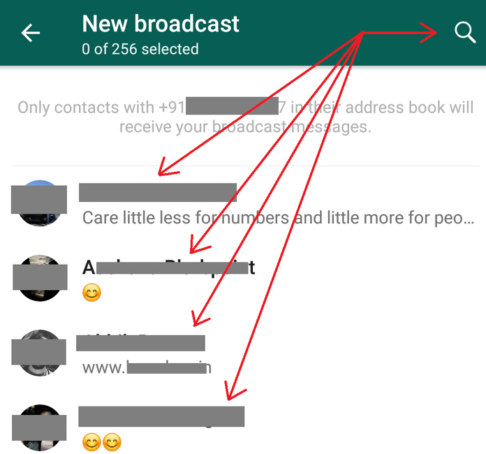 Add Contacts to Your New Broadcast List