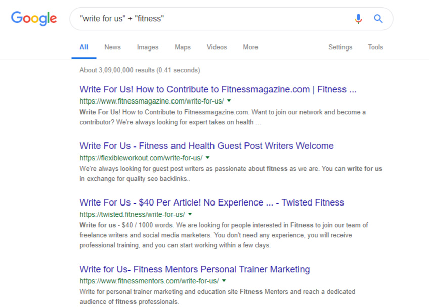 Search Websites for Guest Blogging