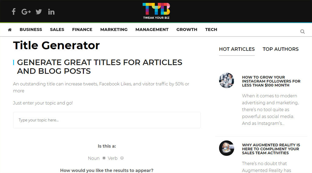 Tweak Your Biz Title Generator