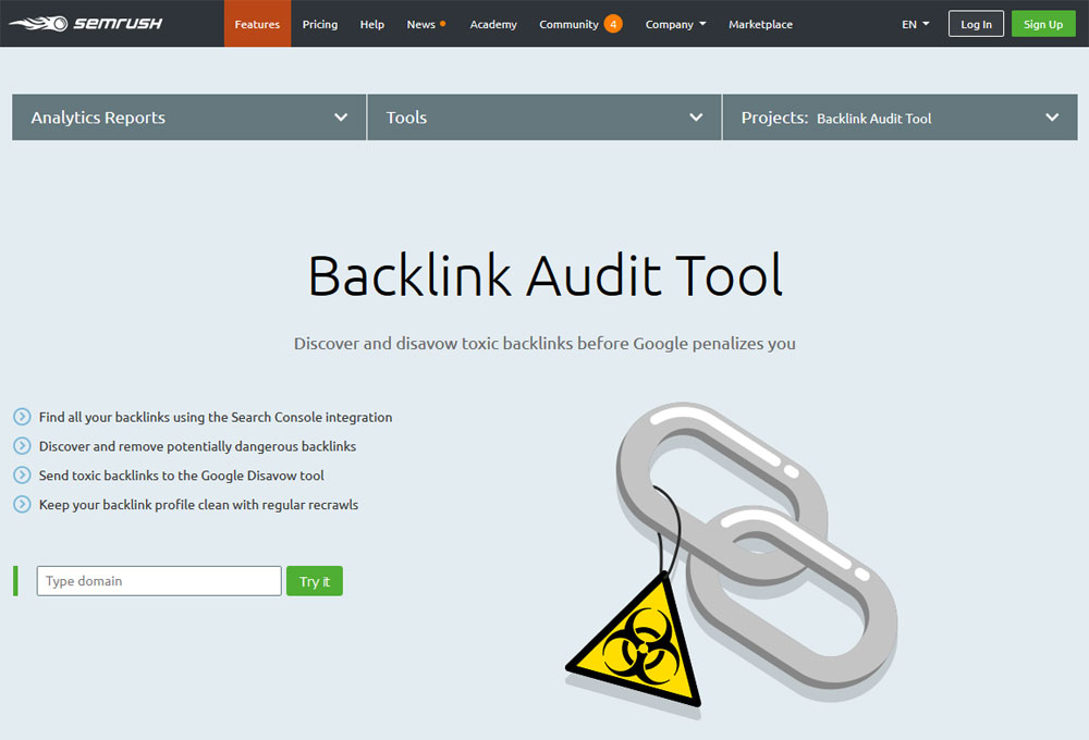 SEMRush Backlink Audit Tool