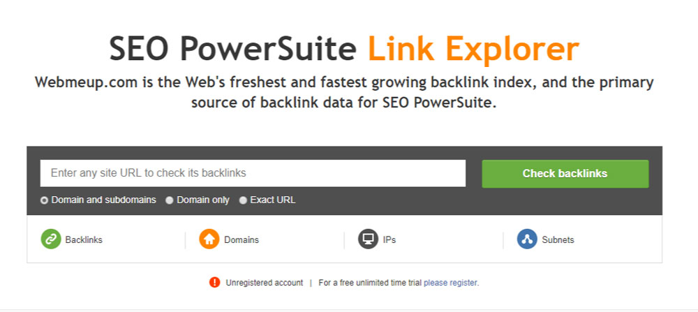 WebMeUp Backlink Tool