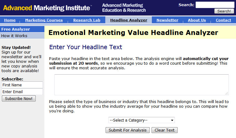 Emotional Marketing Value Headline Analyzer