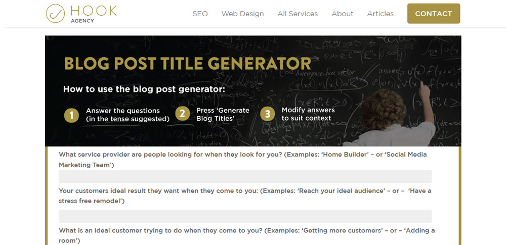 Hook Agency's Blog Post Title Generator