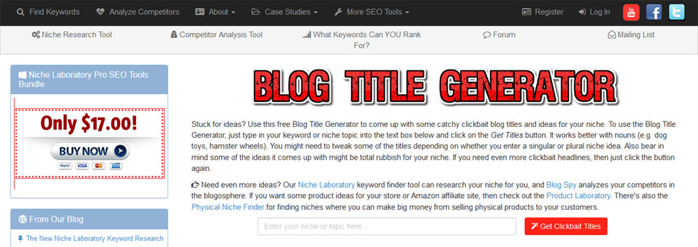 Niche Laboratory's Blog Title Generator