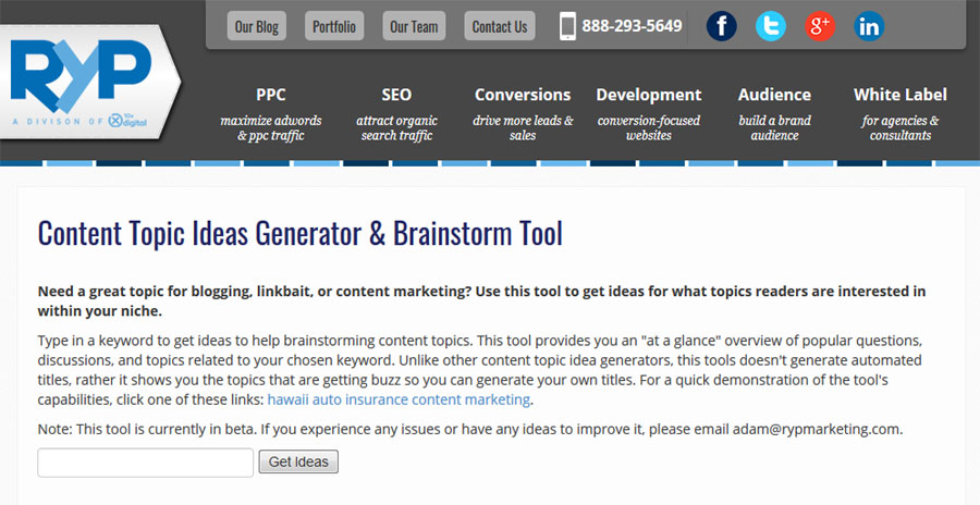 RYP Content Topic Ideas Generator