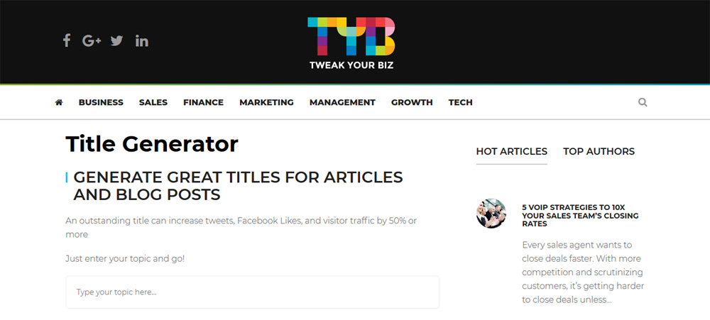 Tweak Your Biz's Title Generator